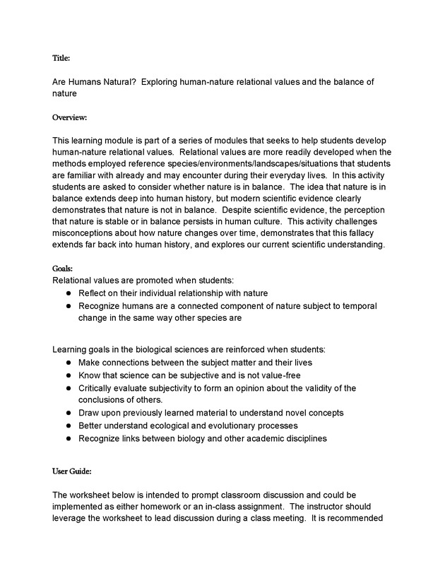 Are Humans Natural? Exploring Human-Nature Relational Values and the Balance of Nature - Main 1